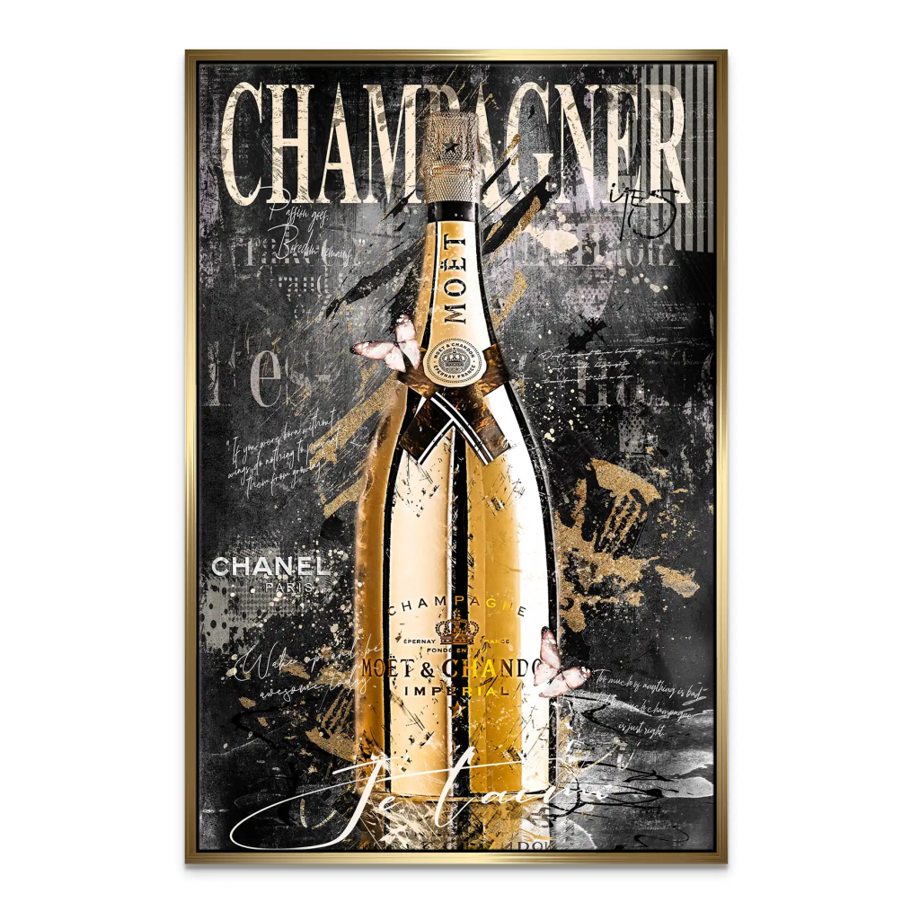 Champagner Je Taime Leinwand Bild INGALERIE