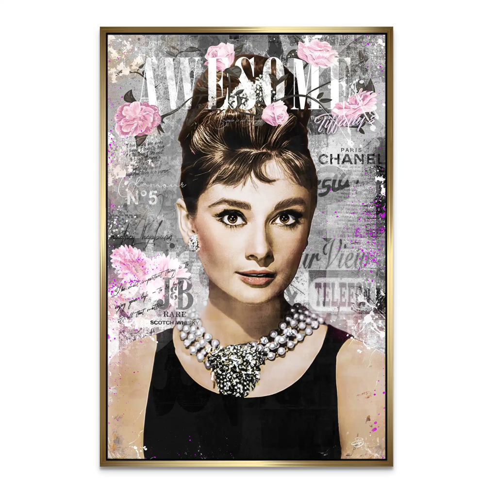 Audrey Hepburn Awesome Pop Art Leinwand Bild INGALERIE