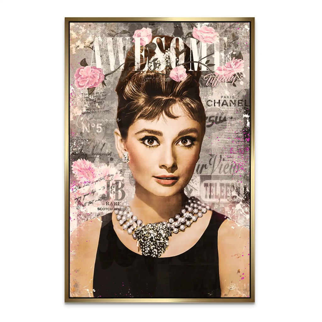 Audrey Hepburn Awesome Retro Pop Art Leinwand Bild INGALERIE