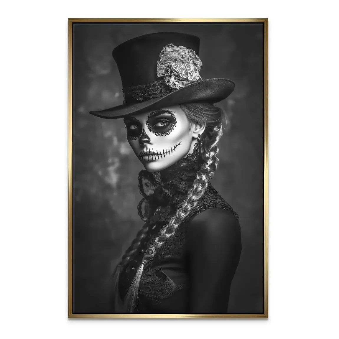 La Catrina Noir – Stil trifft Schattenkunst Leinwand Bild INGALERIE