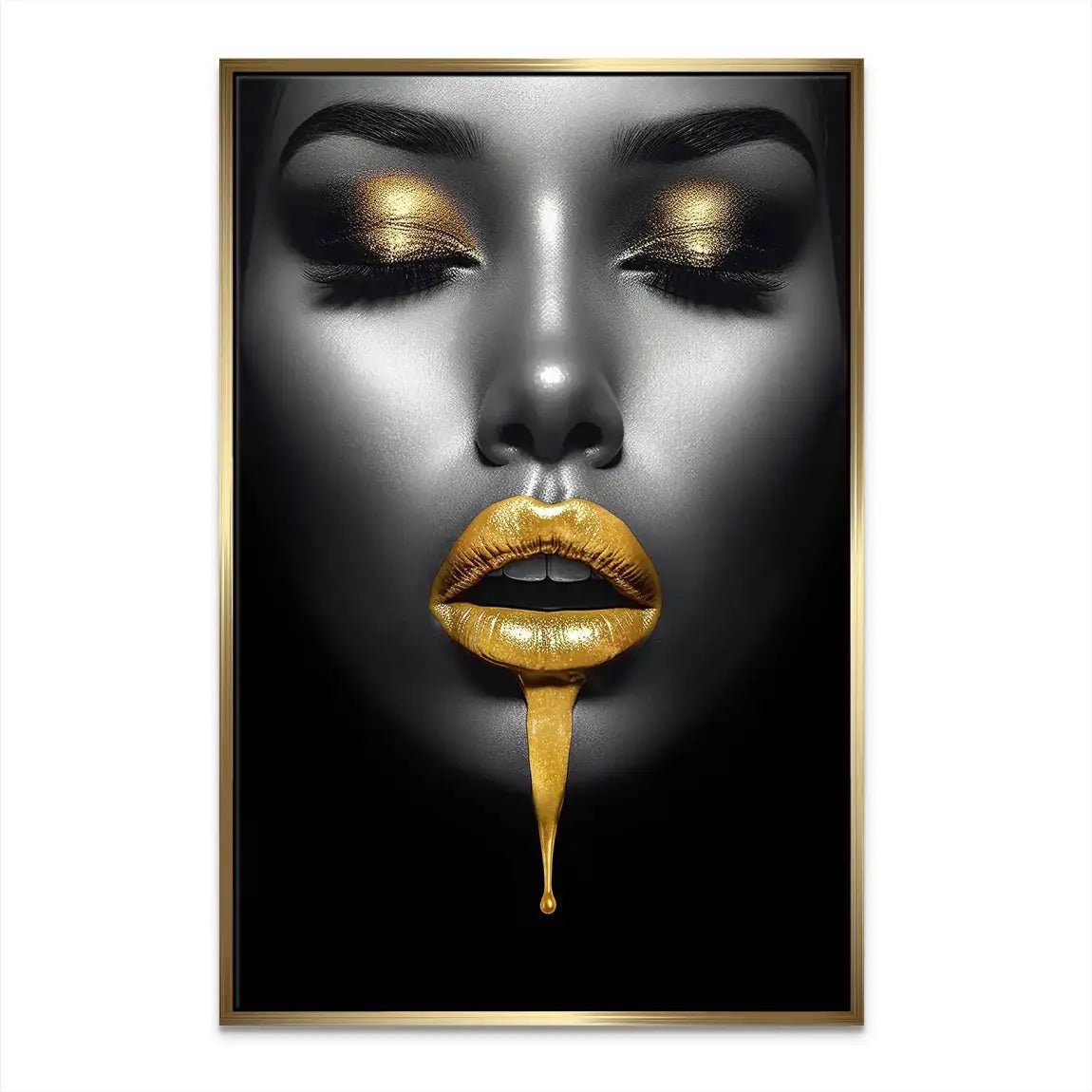 Gold Lips Beauty Leinwand Bild INGALERIE