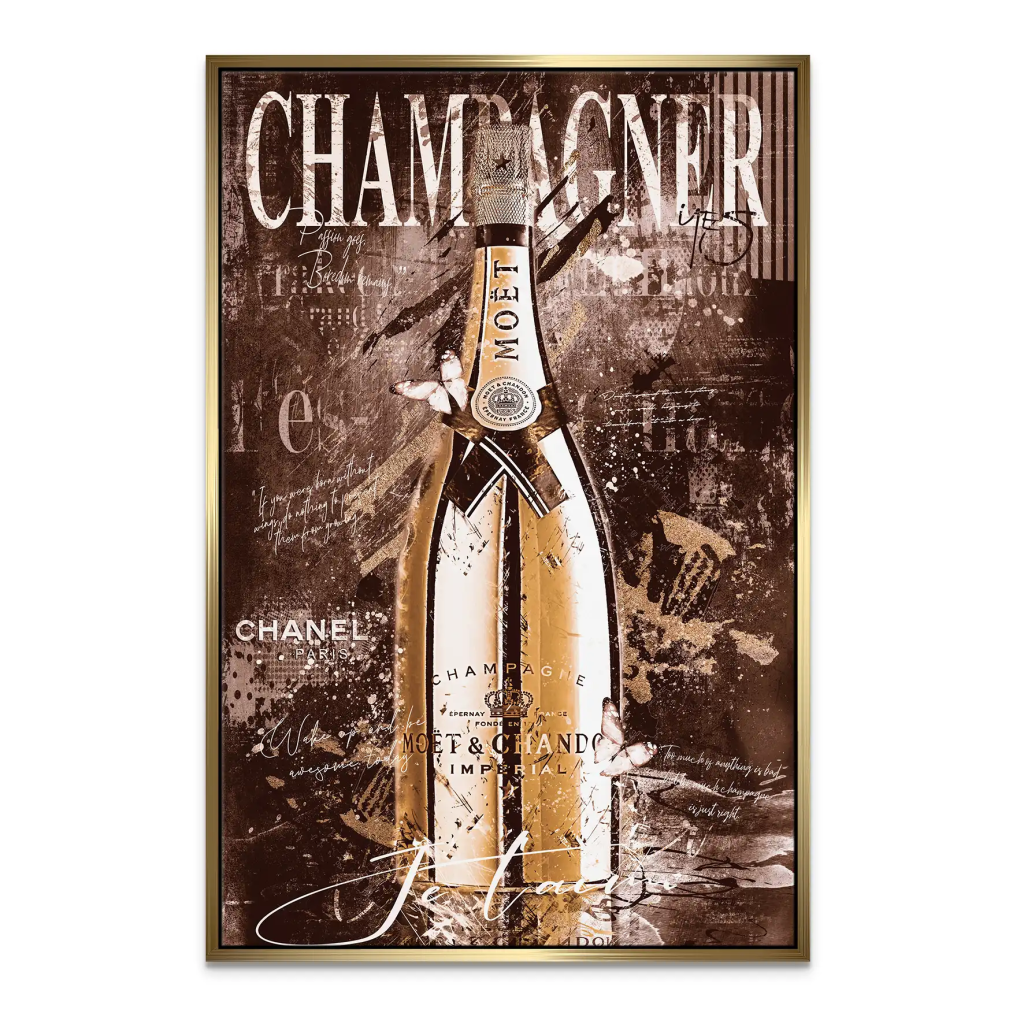 Champagner Je Taime Retro Leinwand Bild INGALERIE