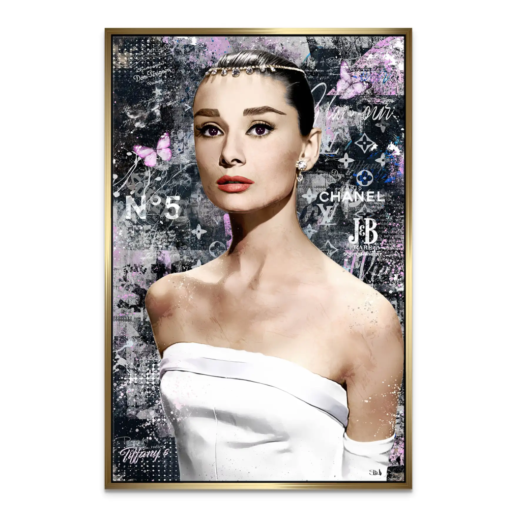 Audrey Hepburn Black Pop Art Leinwand Bild INGALERIE