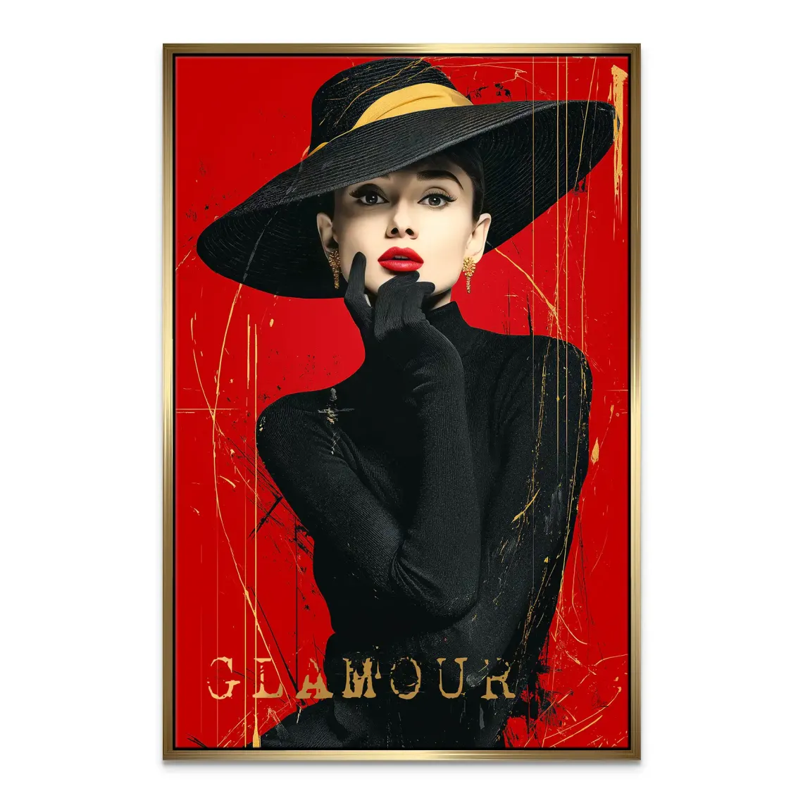 Audrey Hepburn Red Glamour Leinwand Bild