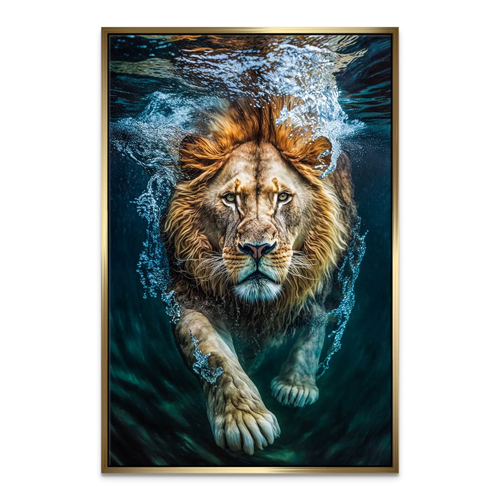 Diving Lion Leinwand Bild INGALERIE