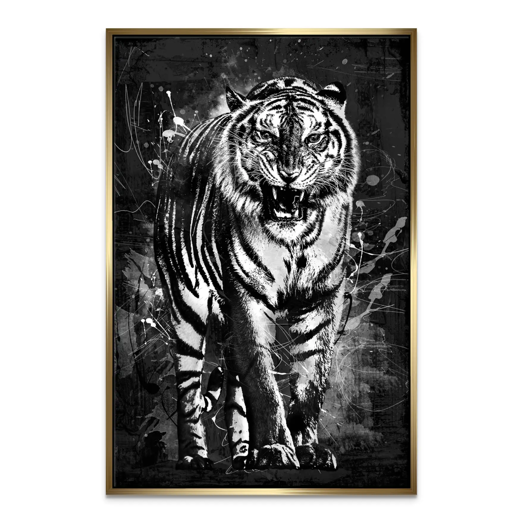 Tiger Abstrakt Black Leinwand Bild INGALERIE