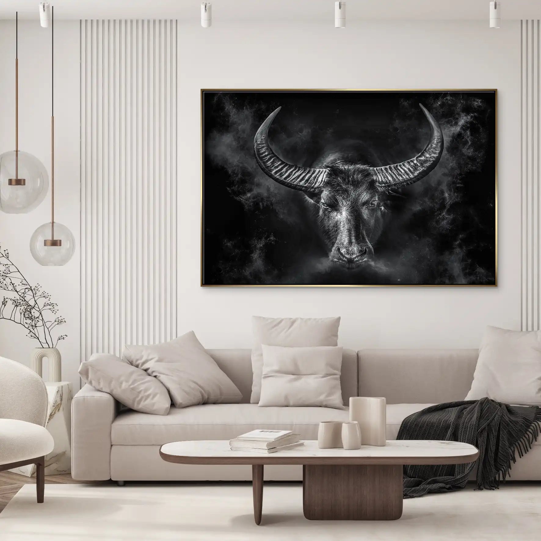 Stier Dark Style Leinwand Bild INGALERIE