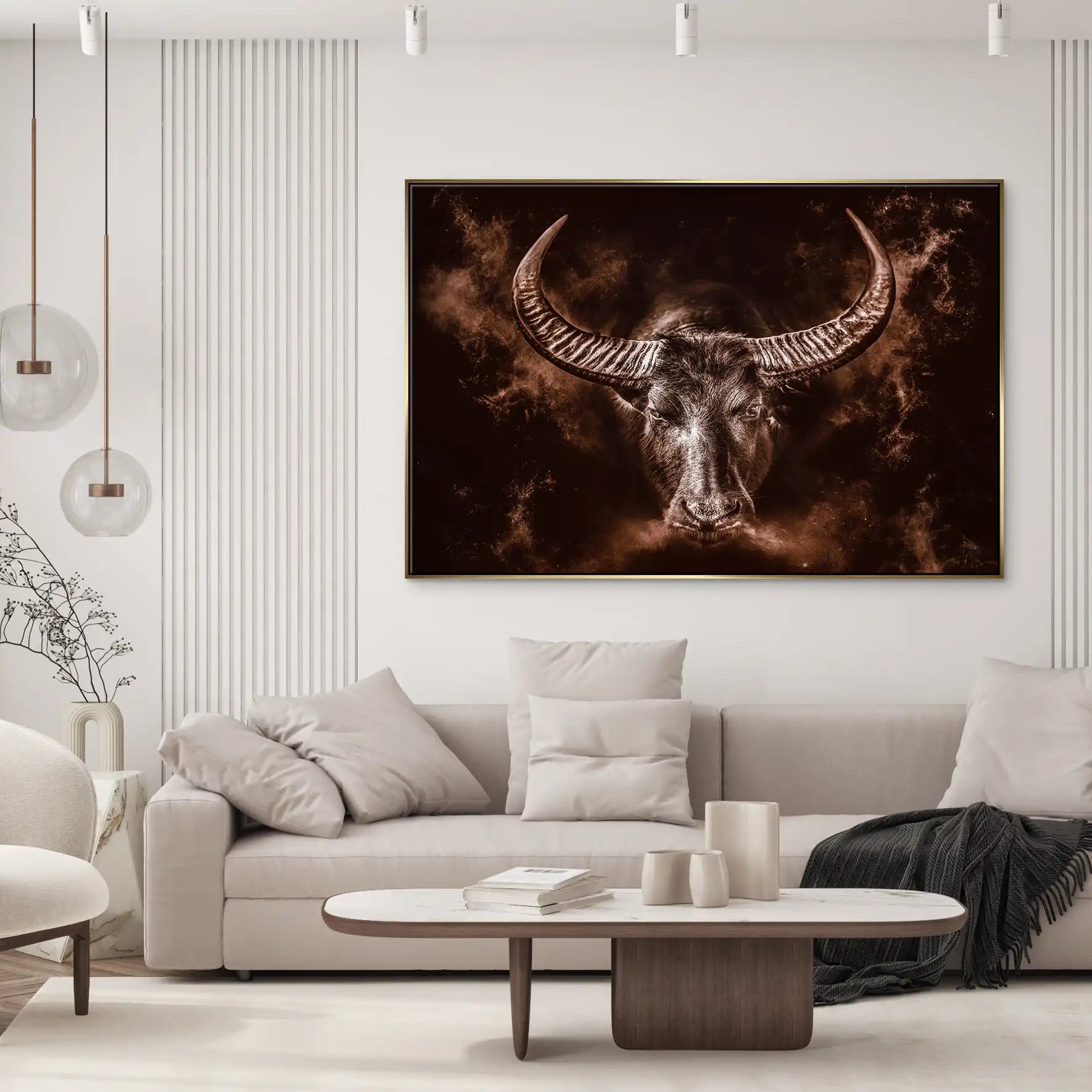 Stier Retro Style Leinwand Bild INGALERIE