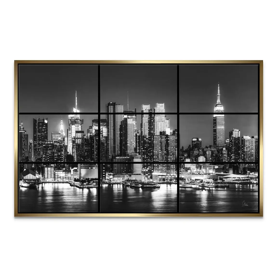 New York Black Skyline Leinwand Bild
