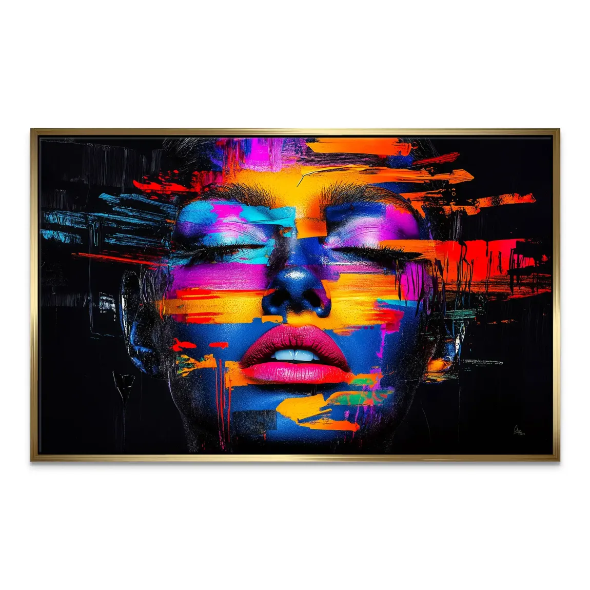 Neon Frauenportrait Leinwand Bild