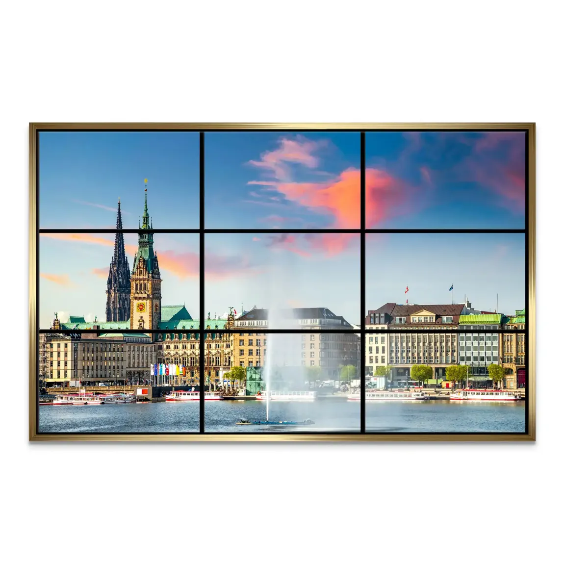 Sunset View Hamburg Leinwand Bild