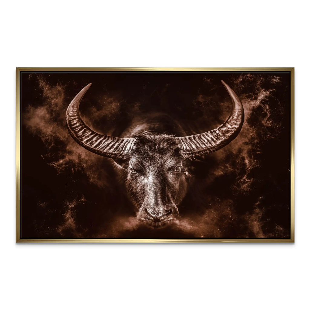 Stier Retro Style Leinwand Bild INGALERIE