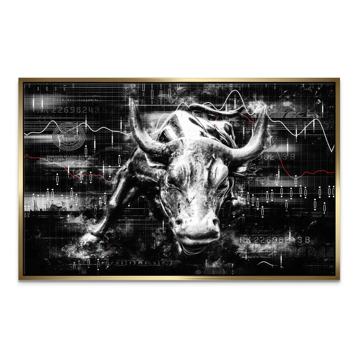Börsenbulle Noir Leinwand Bild