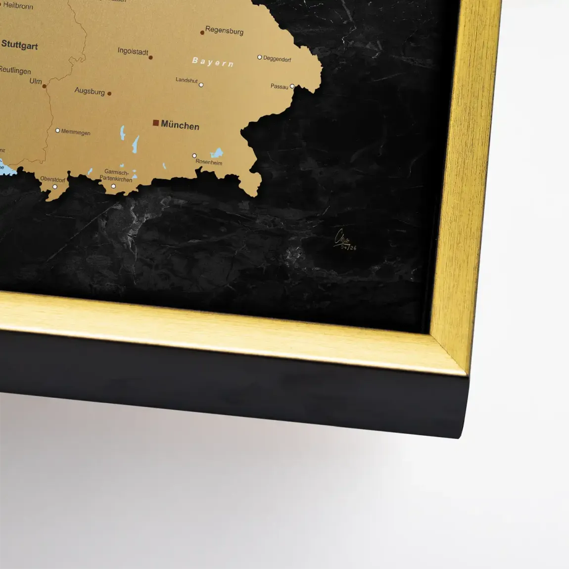 Deutschland Karte Gold Retro Leinwand Bild