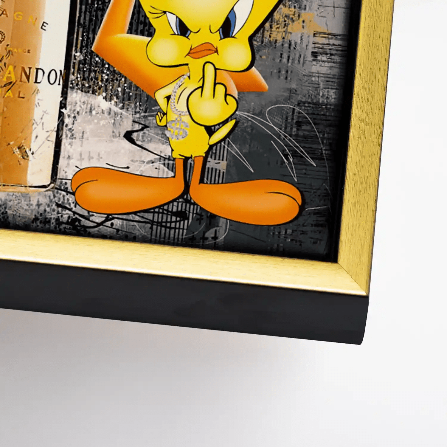 Duffy & Tweety Champagner Pop Art Leinwand Bild INGALERIE