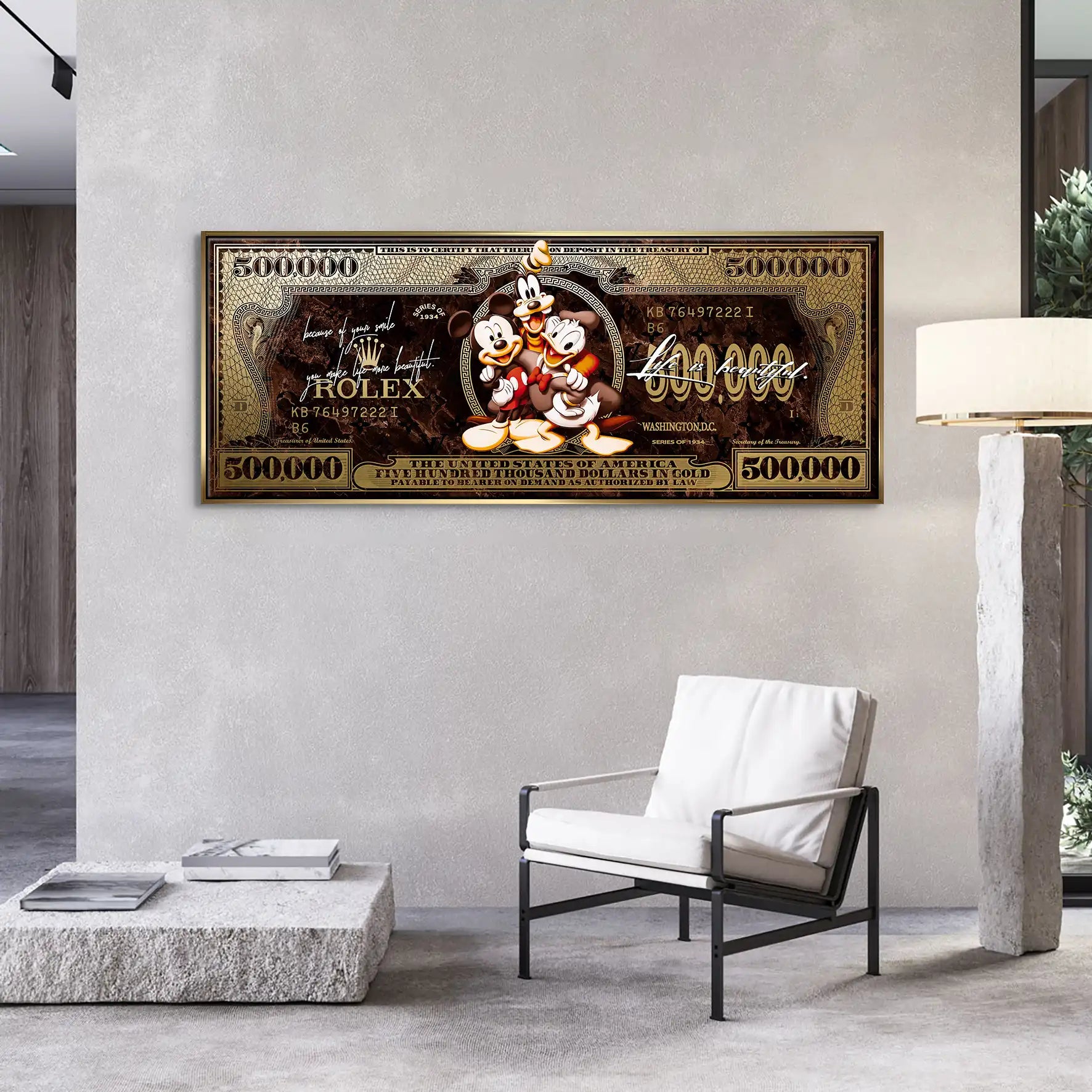 Micky Goofy Donald Retro Dollar Leinwand Bild INGALERIE