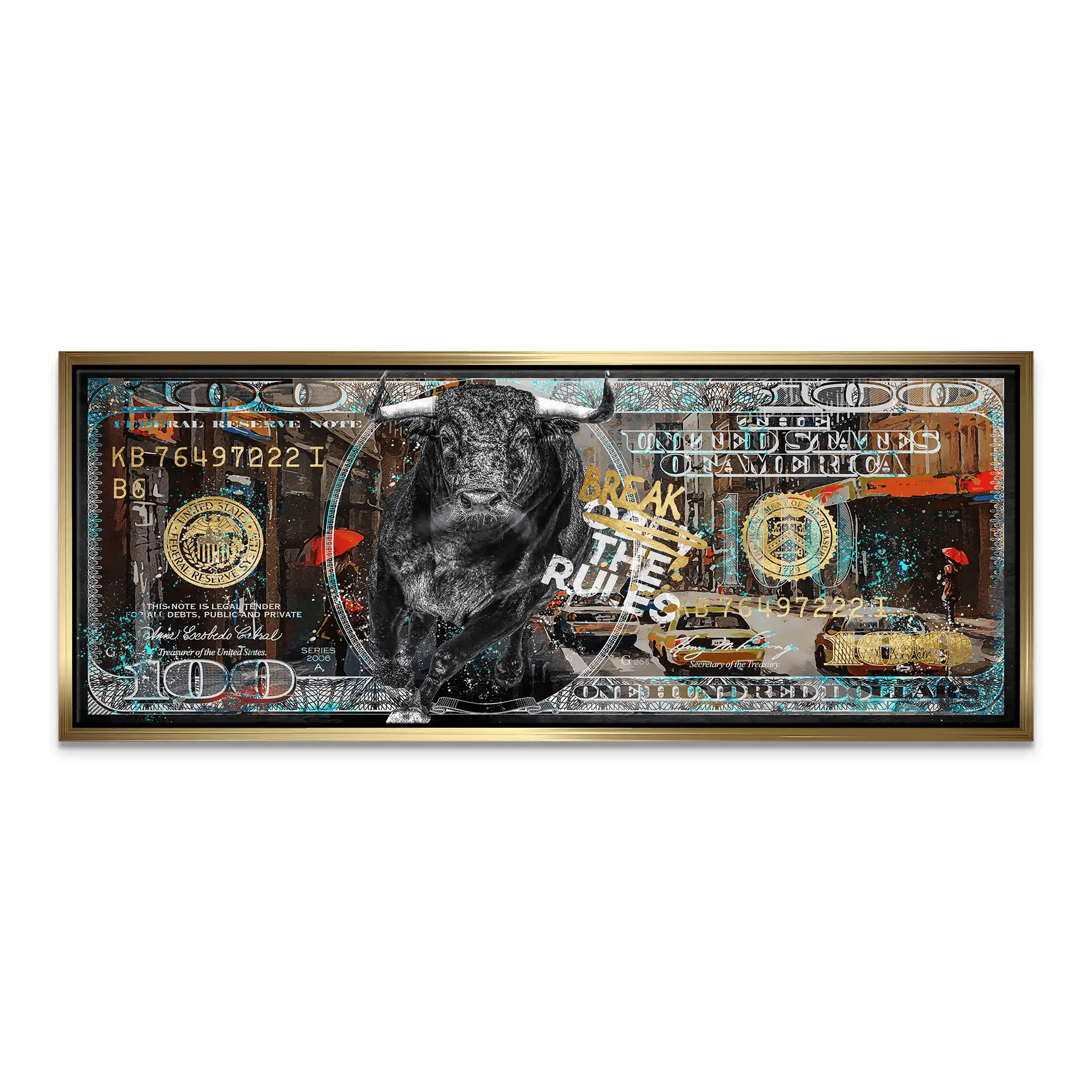 Dollar Stier NY Rules Leinwand Bild INGALERIE