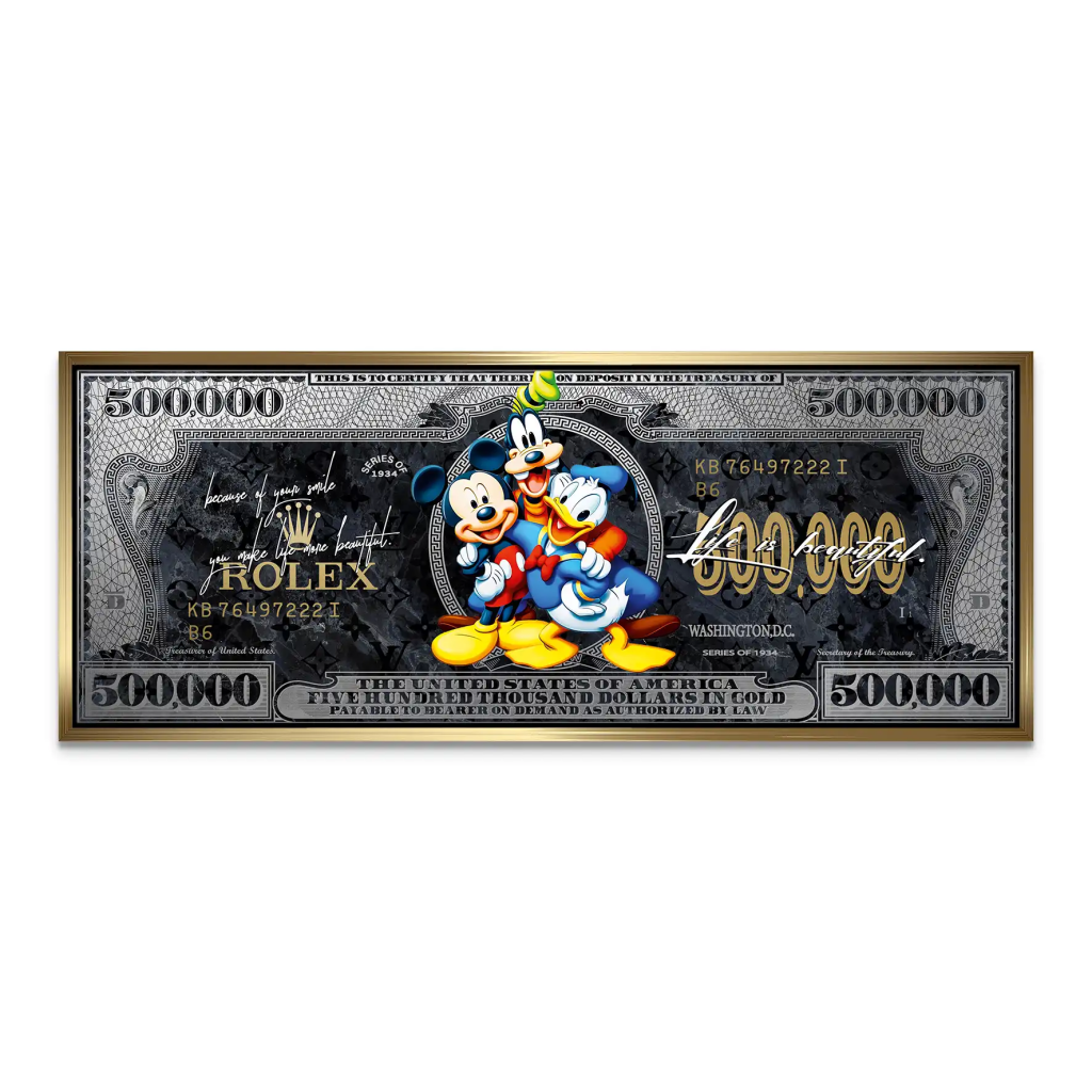 Micky Goofy Donald Dollar Leinwand Bild INGALERIE