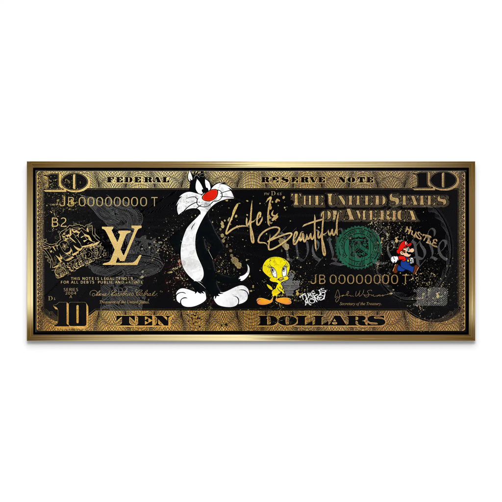 Tweety und Sylvester Black Dollar Leinwand Bild INGALERIE