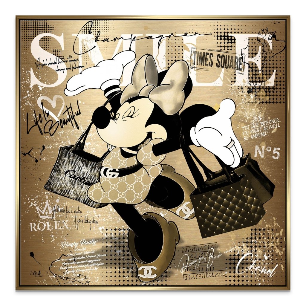 Minnie Smile Gold Pop Art Style Leinwand Bild INGALERIE