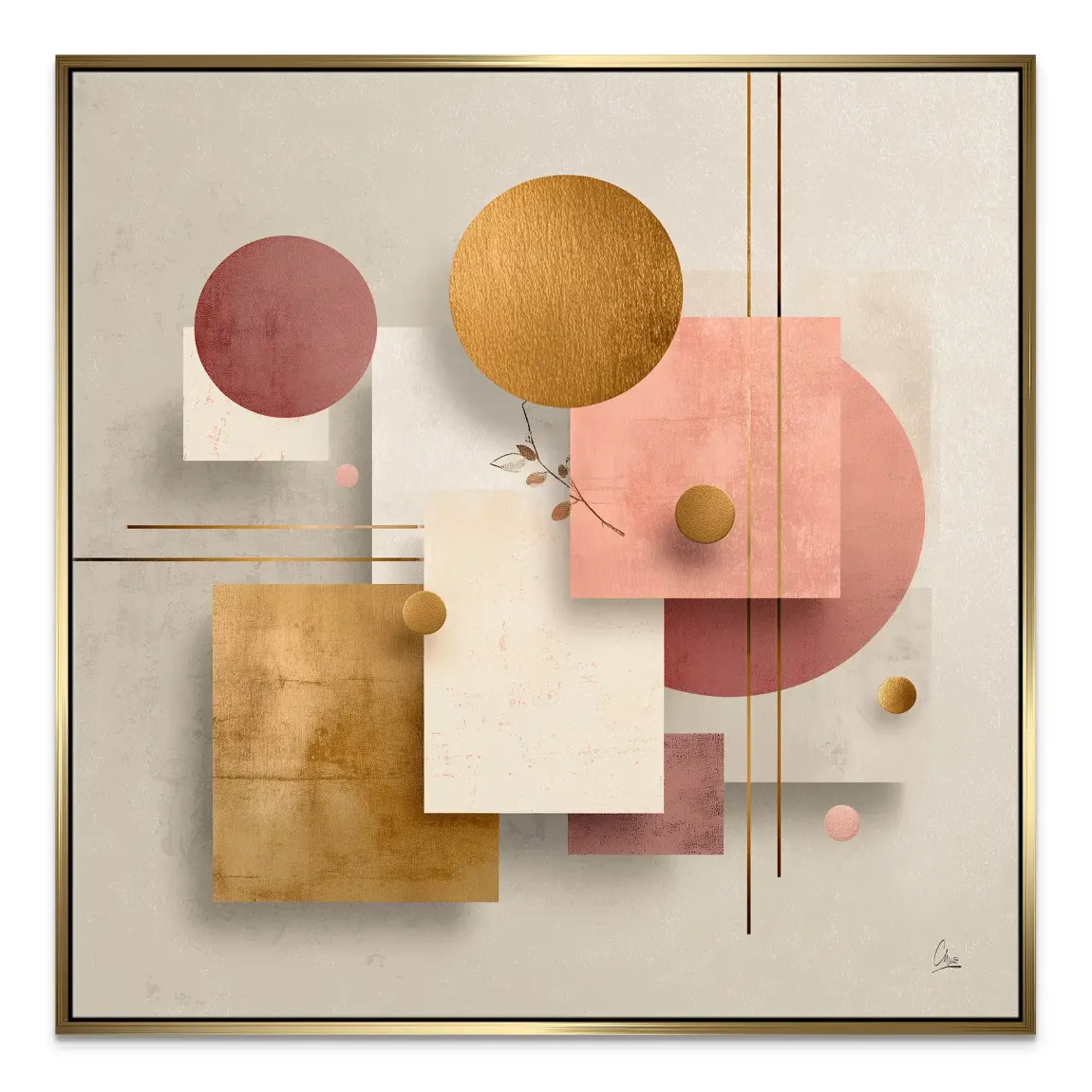 Golden Geometry Leinwand Bild