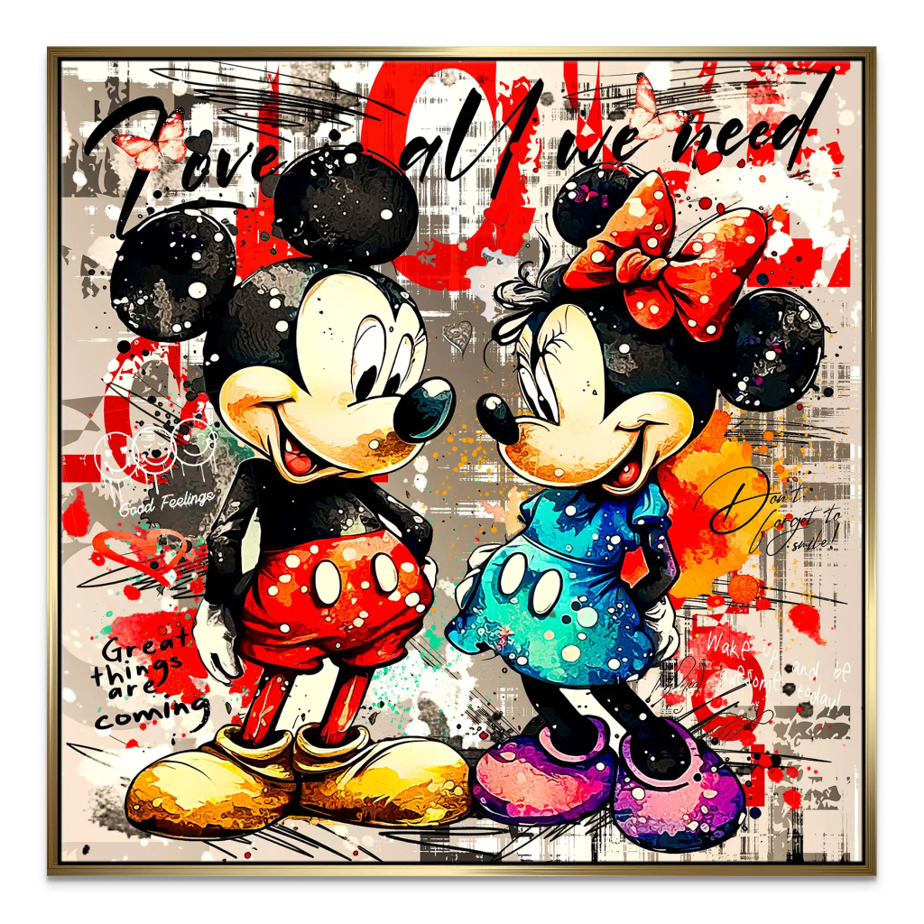 Micky Minnie Love Retro Leinwand Bild INGALERIE