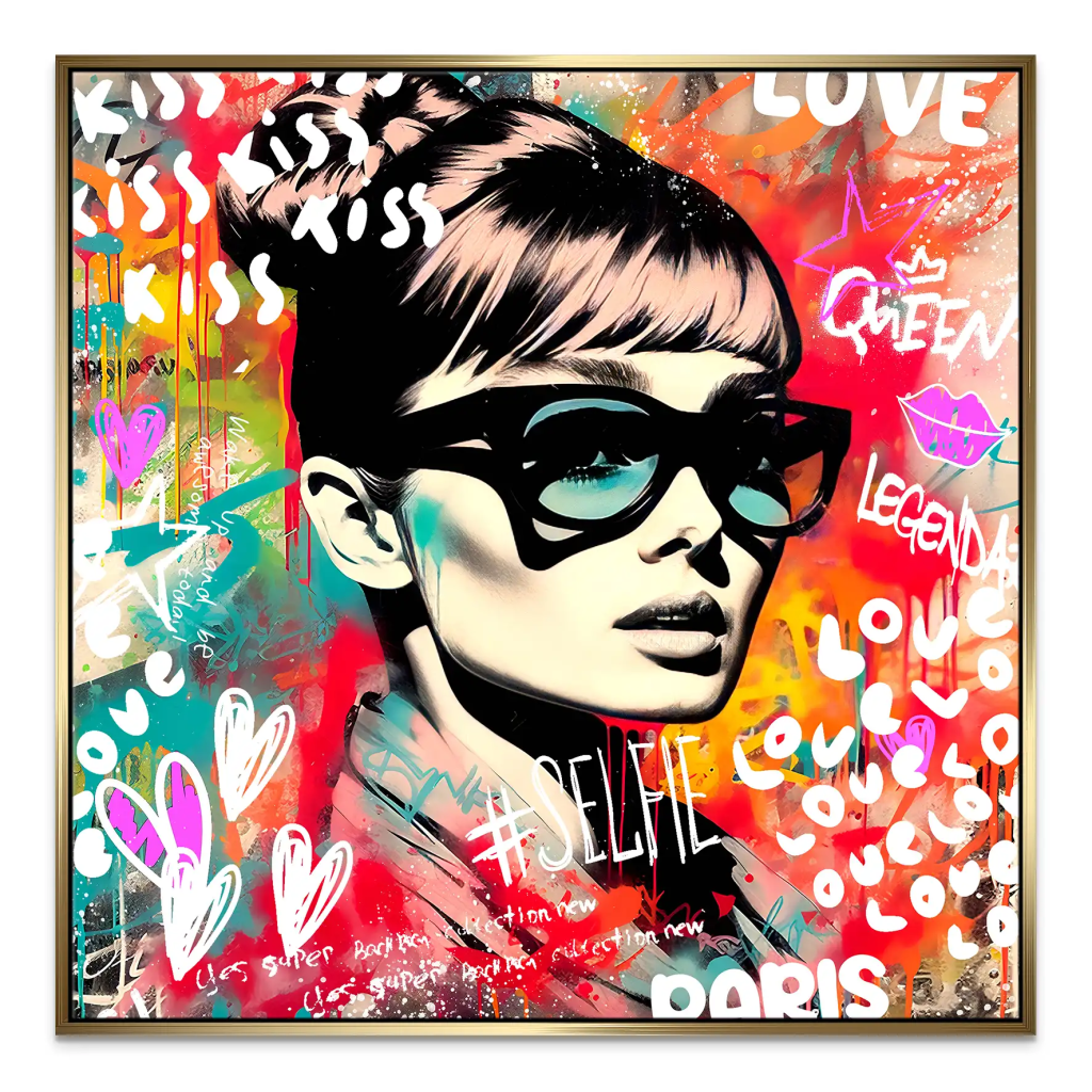 Audrey Hepburn Graffiti Leinwand Bild INGALERIE