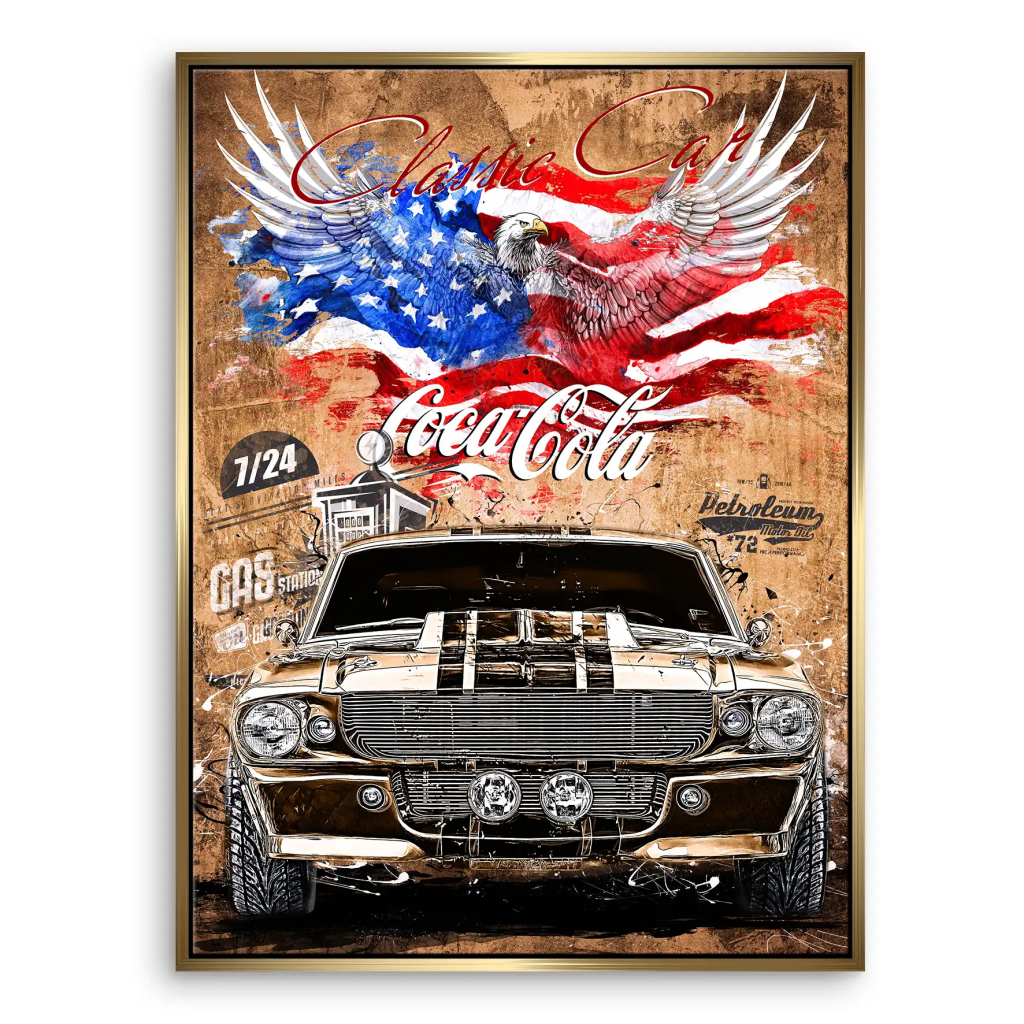 Ford Mustang Pop Art Vintage Style Leinwand Bild INGALERIE