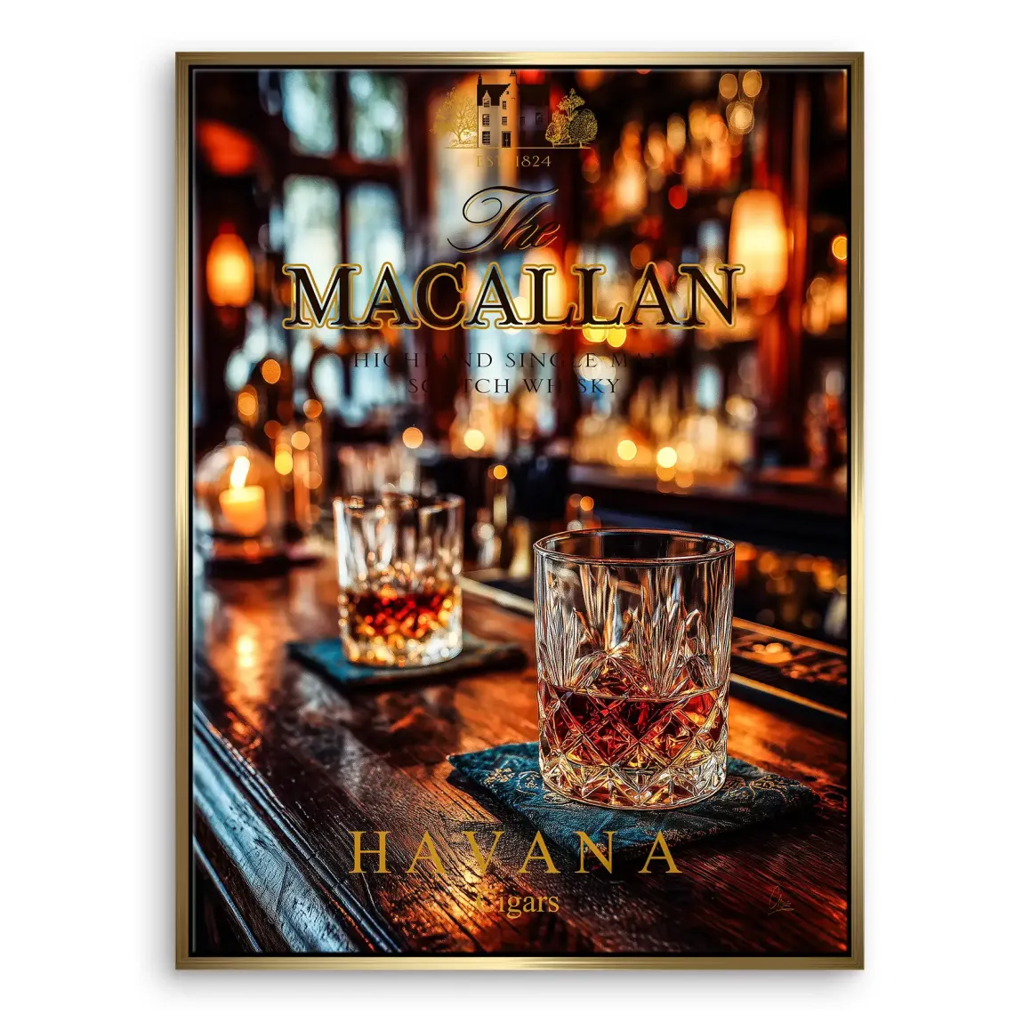 Havana Nights Whisky Leinwand Bild
