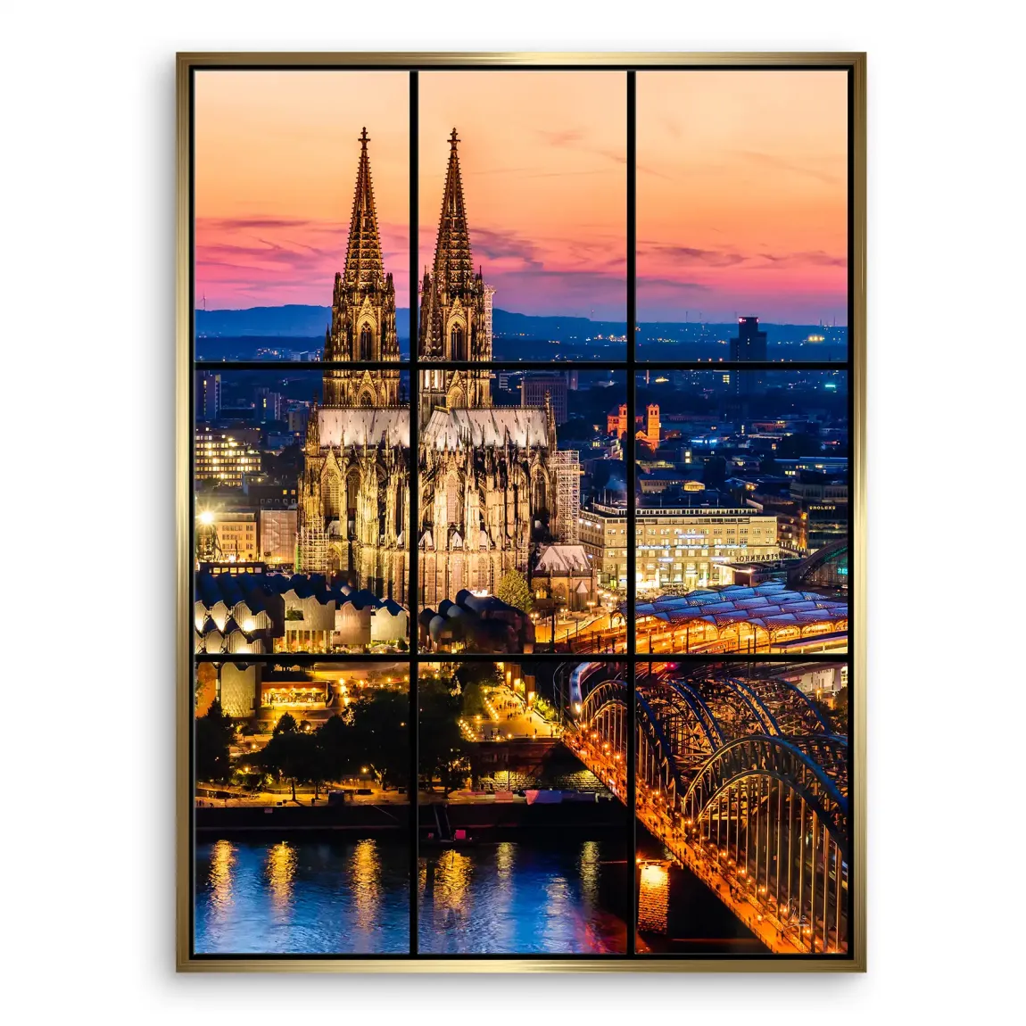 Köln City Lights Leinwand Bild