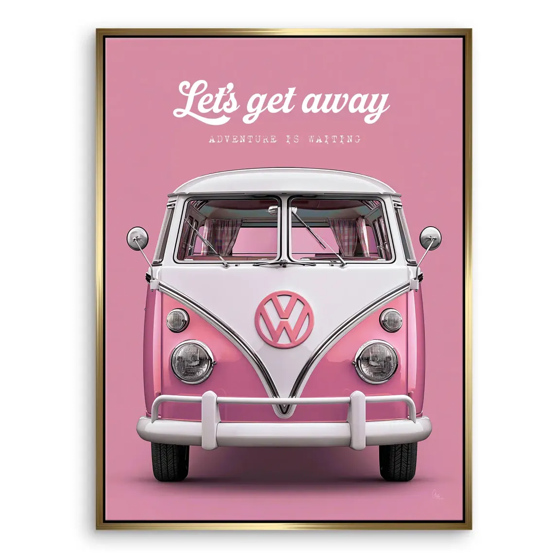 Pink VW Bulli Leinwand Bild
