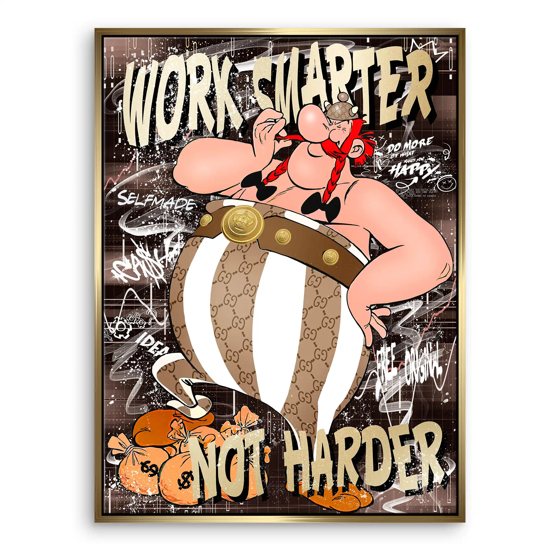 Obelix Work Smarter Retro Leinwand Bild INGALERIE