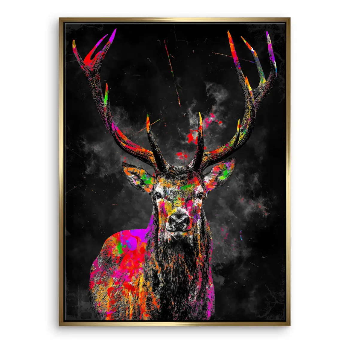 Bunter Hirsch Leinwand Bild