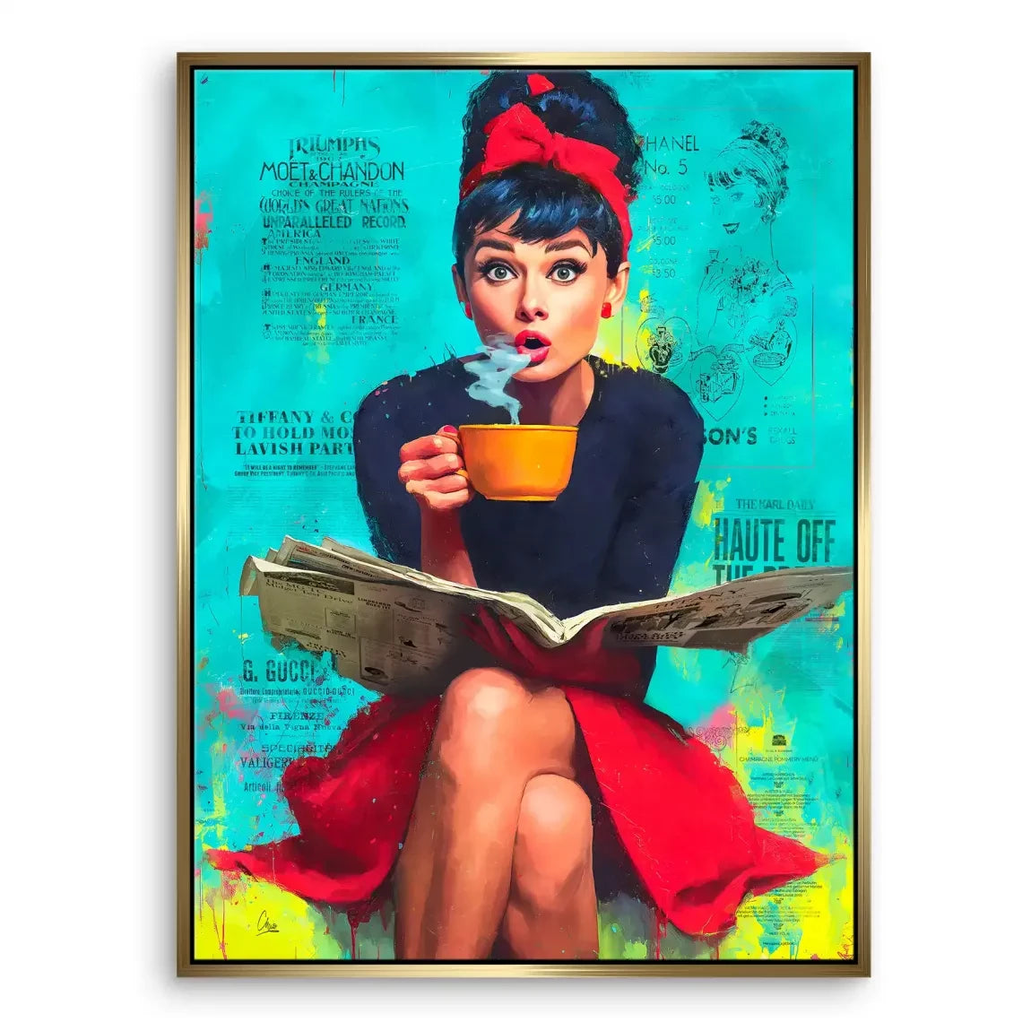 Audrey Hepburn News Pop Art Leinwand Bild INGALERIE