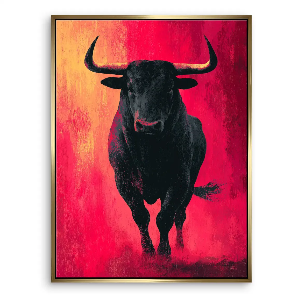 Stier in Rot Leinwand Bild