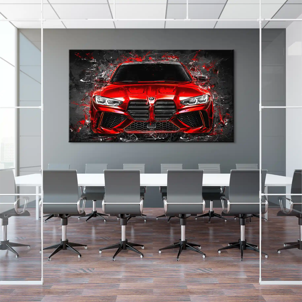 BMW M4 Abstrakt Red Style Leinwand Bild INGALERIE