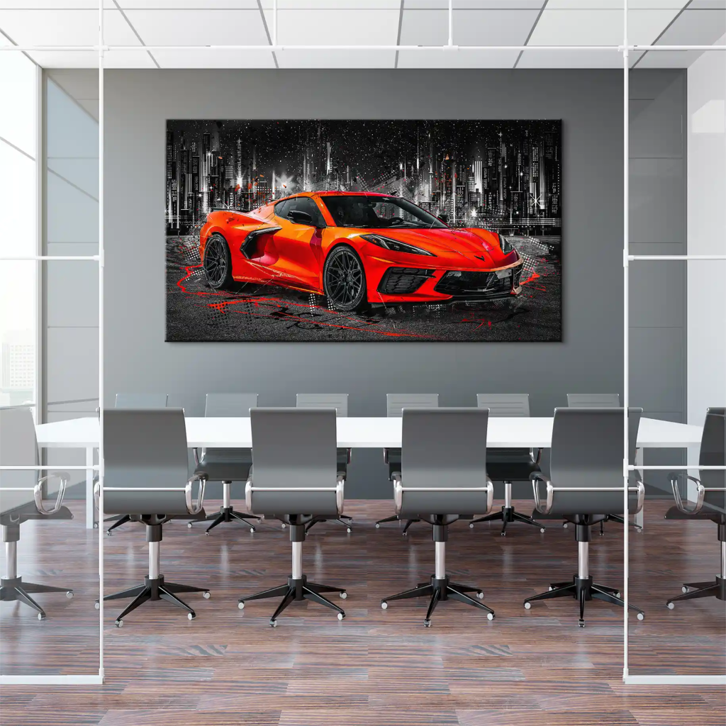 Corvette C8 Abstrakt Rot Leinwand Bild INGALERIE