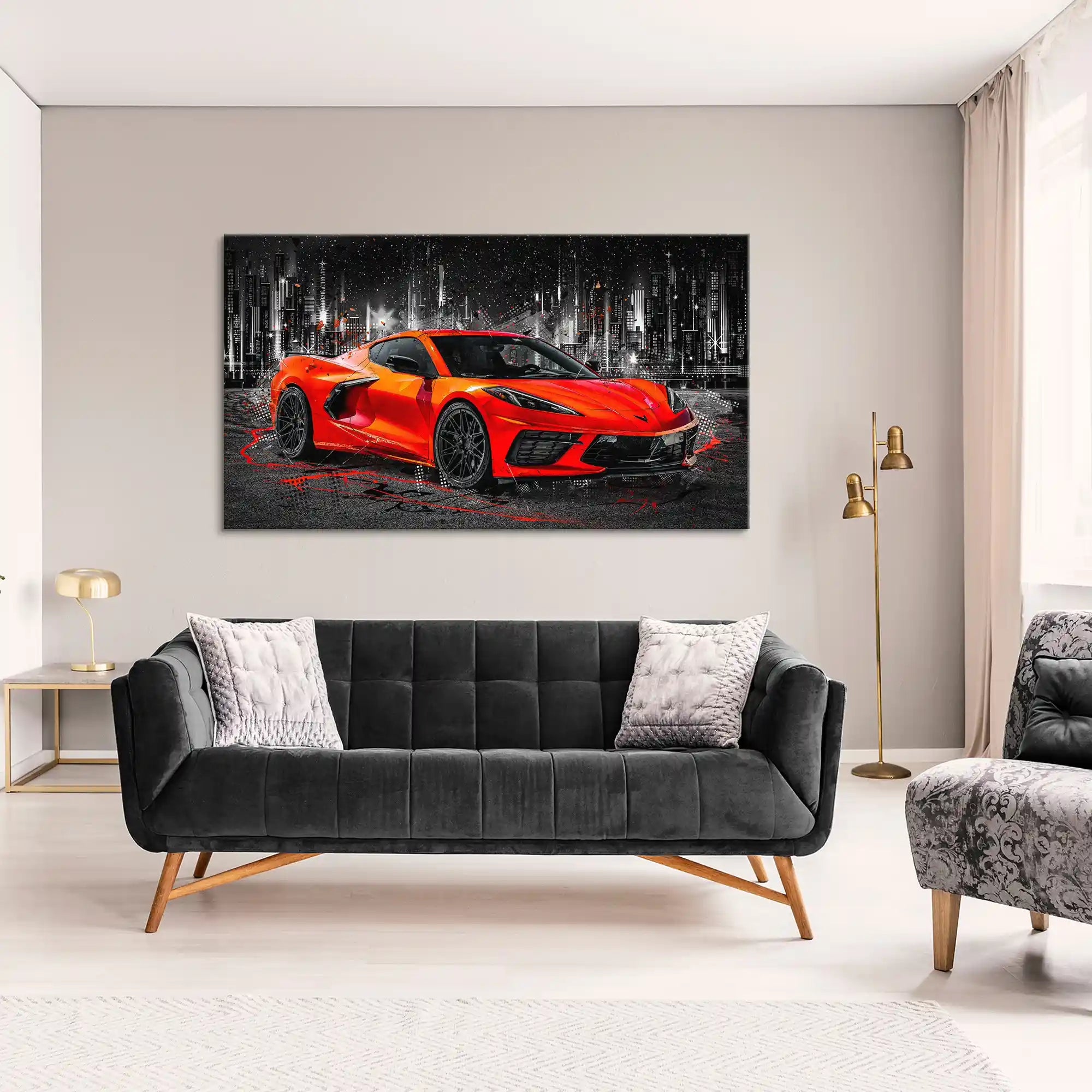 Corvette C8 Abstrakt Rot Leinwand Bild INGALERIE