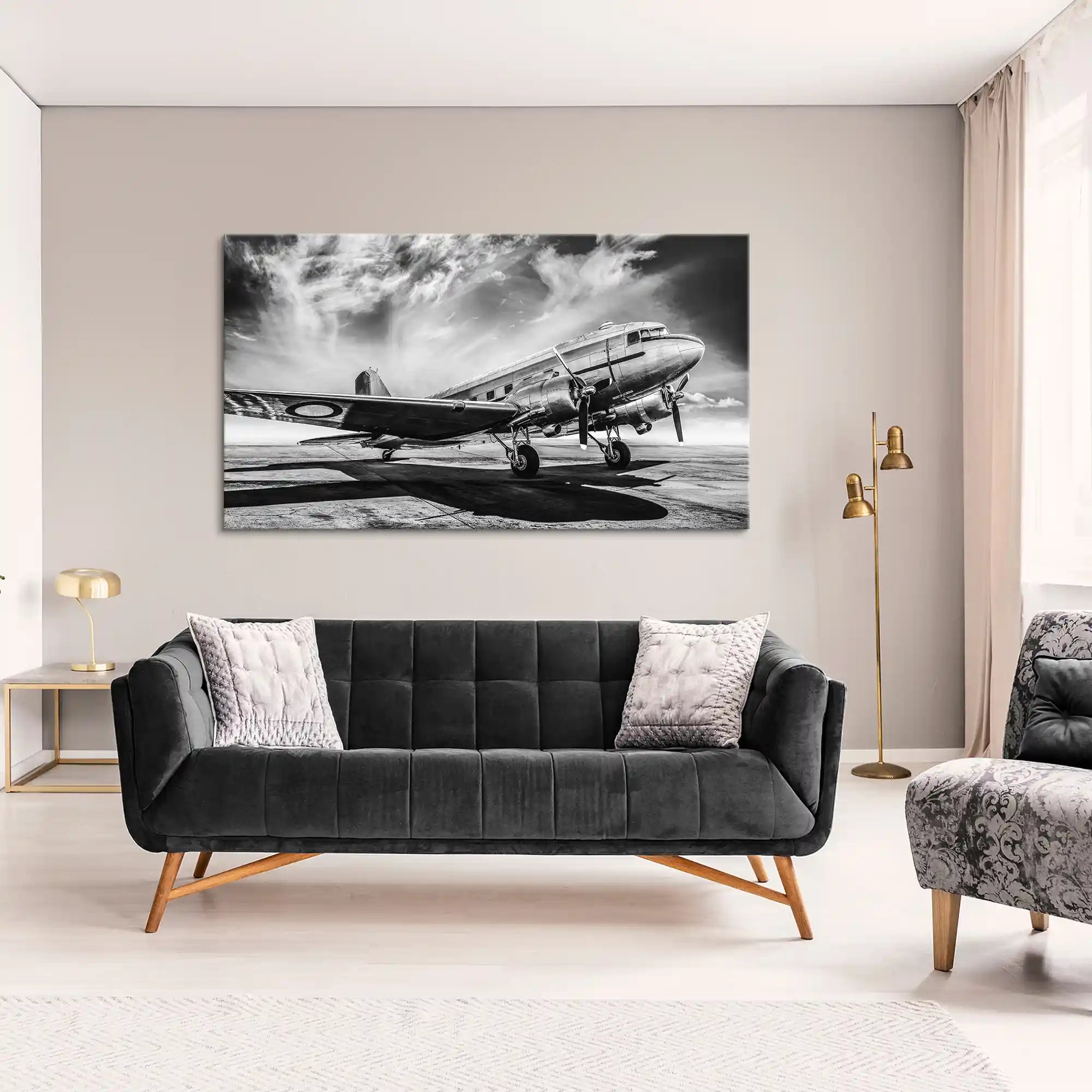 DC3 Vintage Flugzeug Leinwand Bild INGALERIE