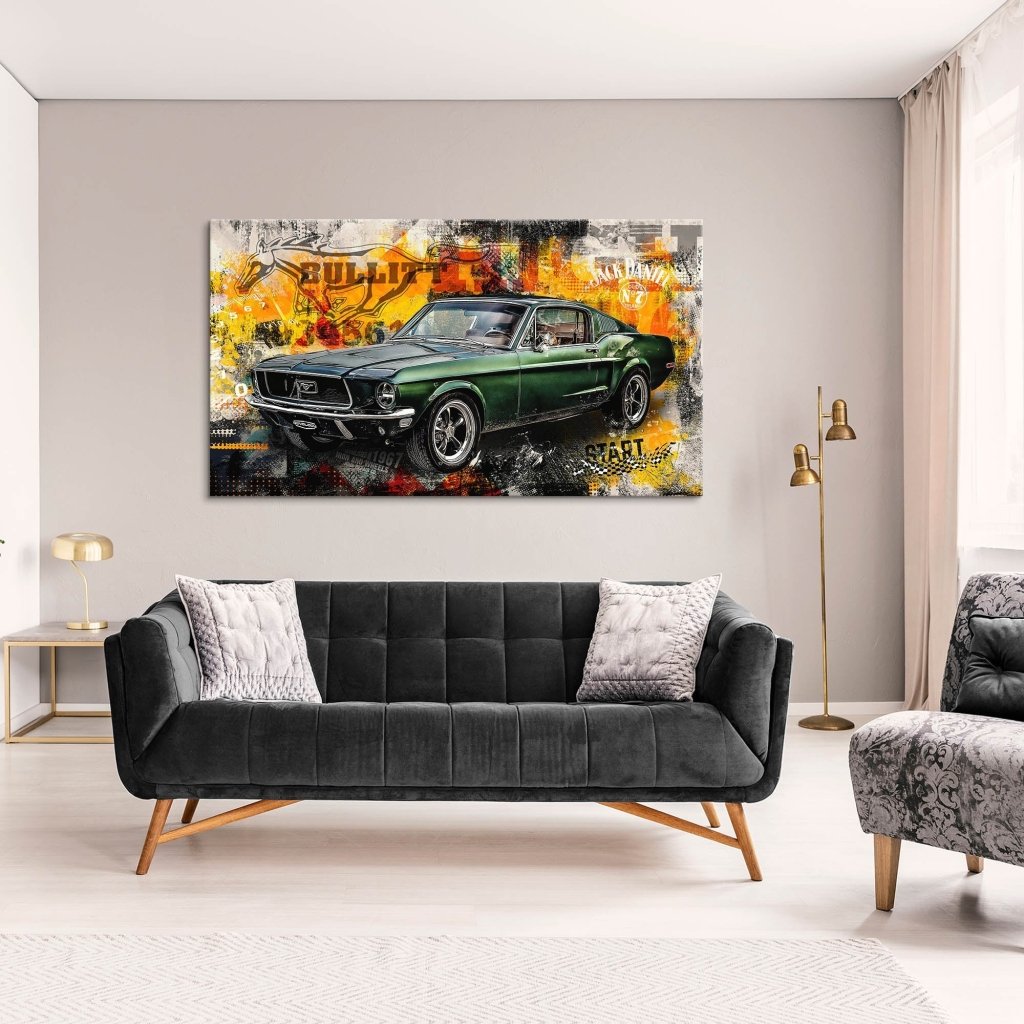 Ford Mustang Bullitt Pop Art Leinwand Bild INGALERIE