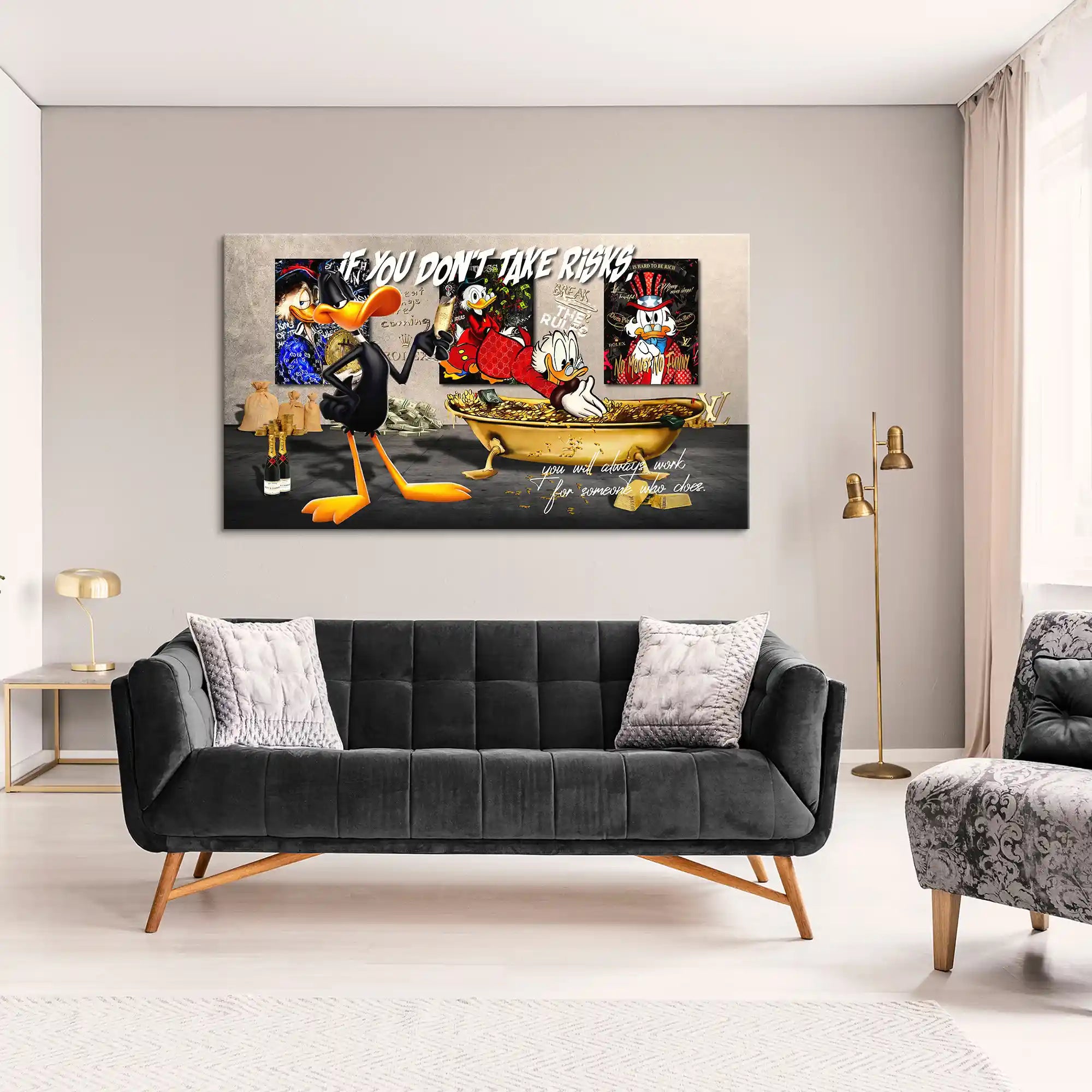 Duffy u. Dagobert Risk Pop Art Leinwand Bild INGALERIE