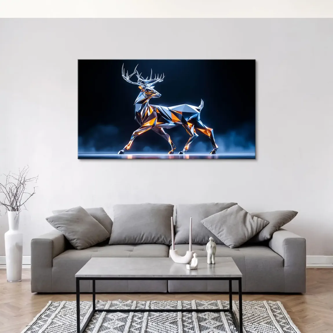 Kristall Hirsch Leinwand Bild