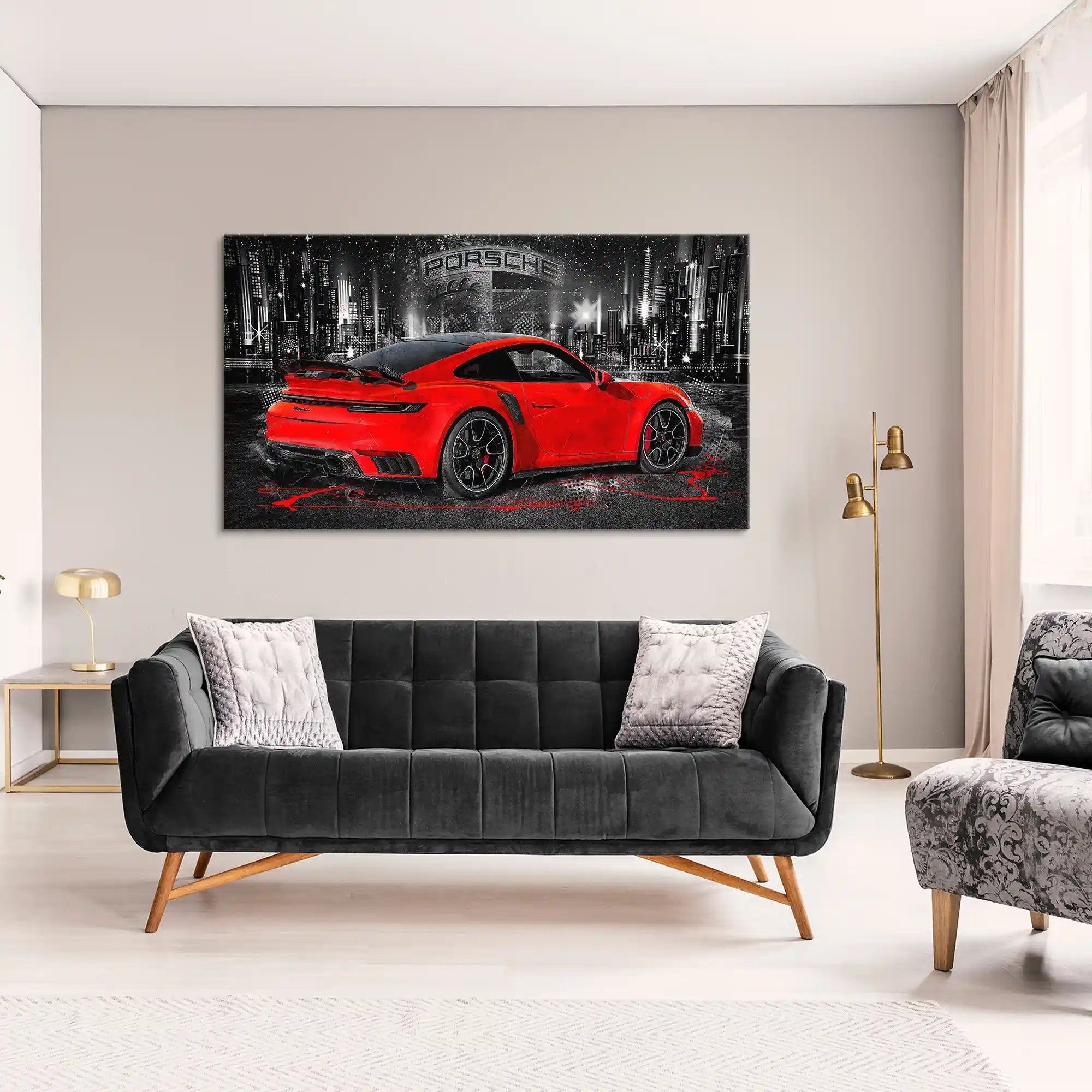 Porsche 911 Turbo Abstrakt Rot Leinwand Bild INGALERIE