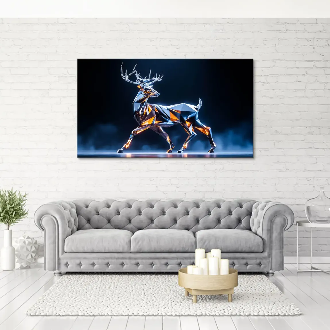 Kristall Hirsch Leinwand Bild