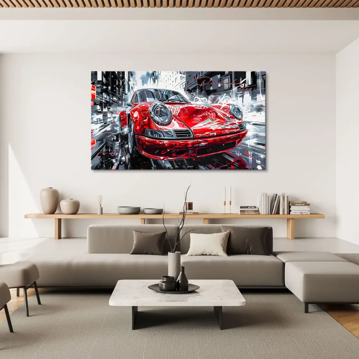 Porsche 911 Red City Leinwand Bild