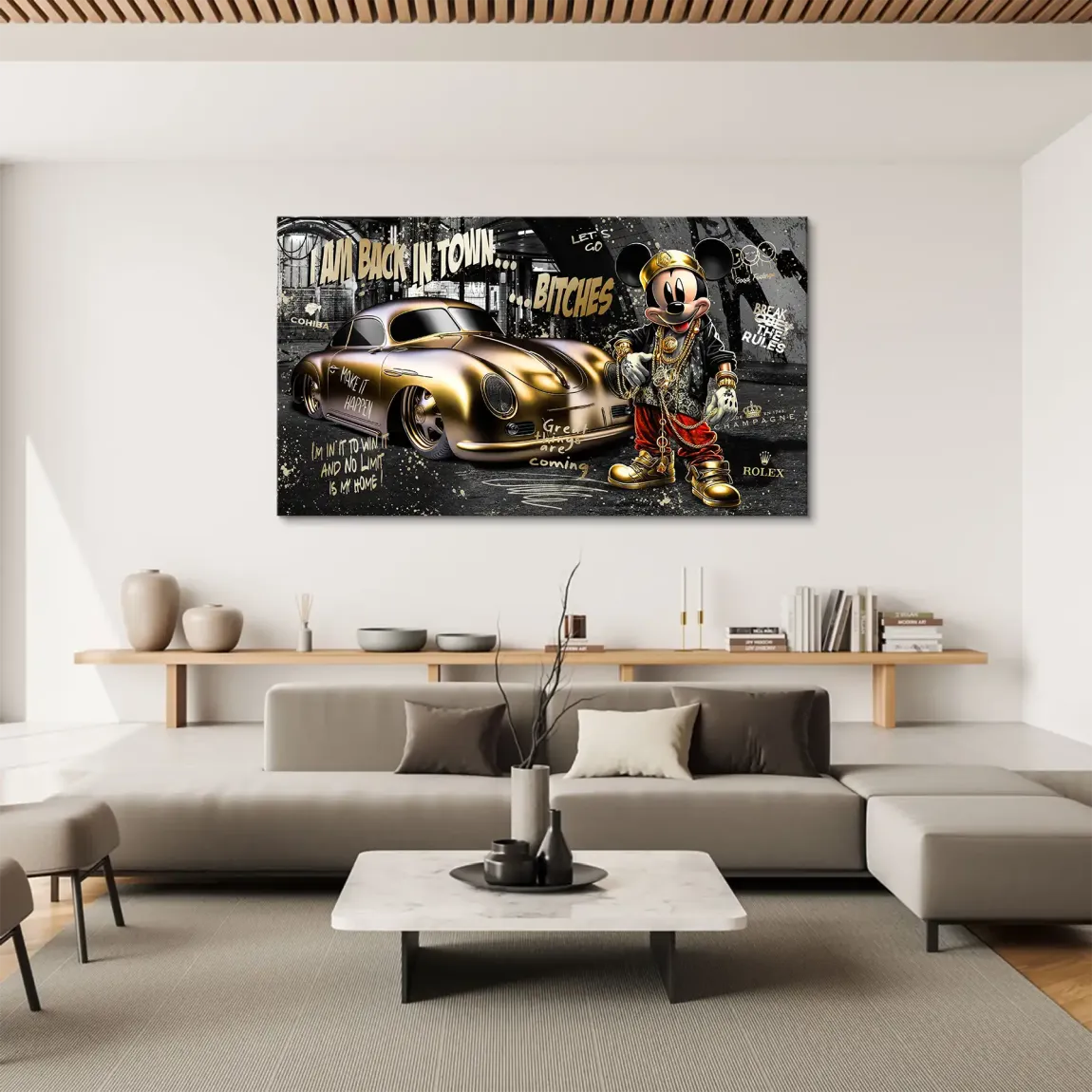 Mickey Gold 356 Porsche Leinwand Bild