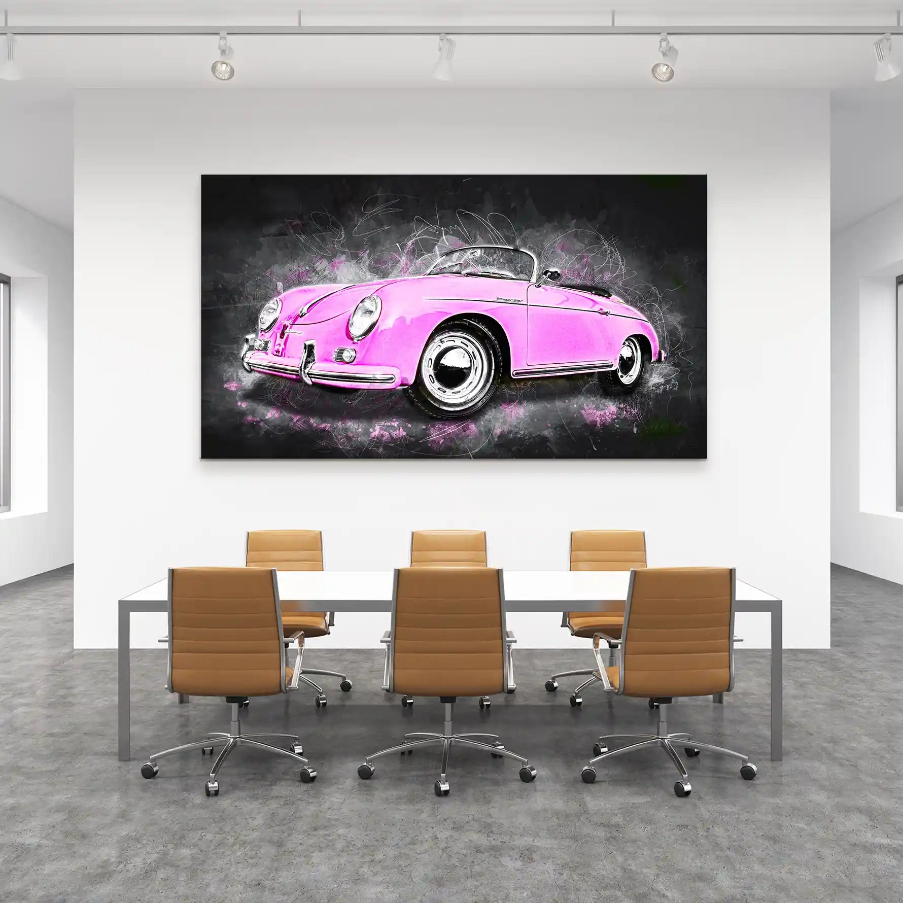 Pink Porsche Speedster Abstrakt Style Leinwand Bild INGALERIE