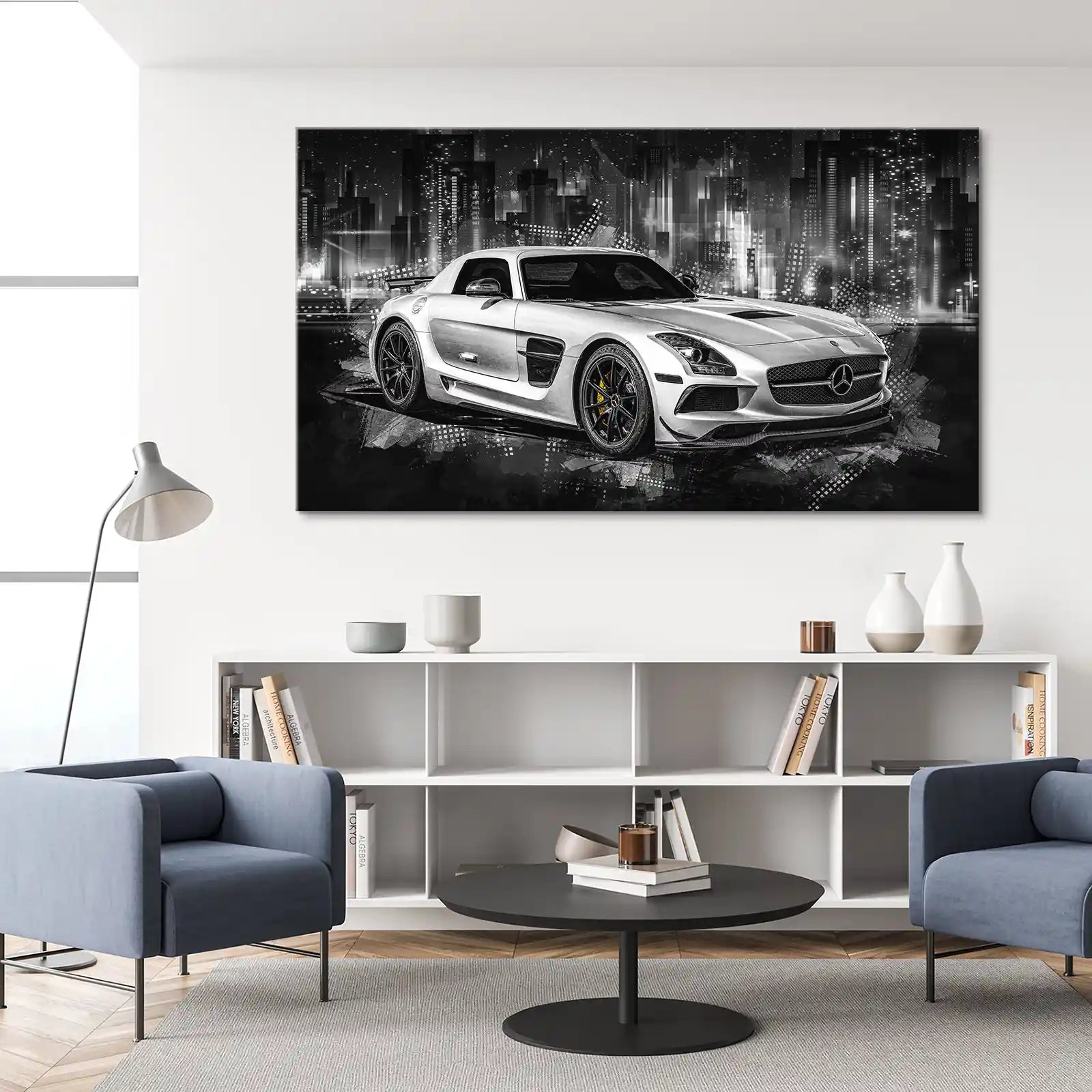 Mercedes SLS City Style Leinwand Bild INGALERIE