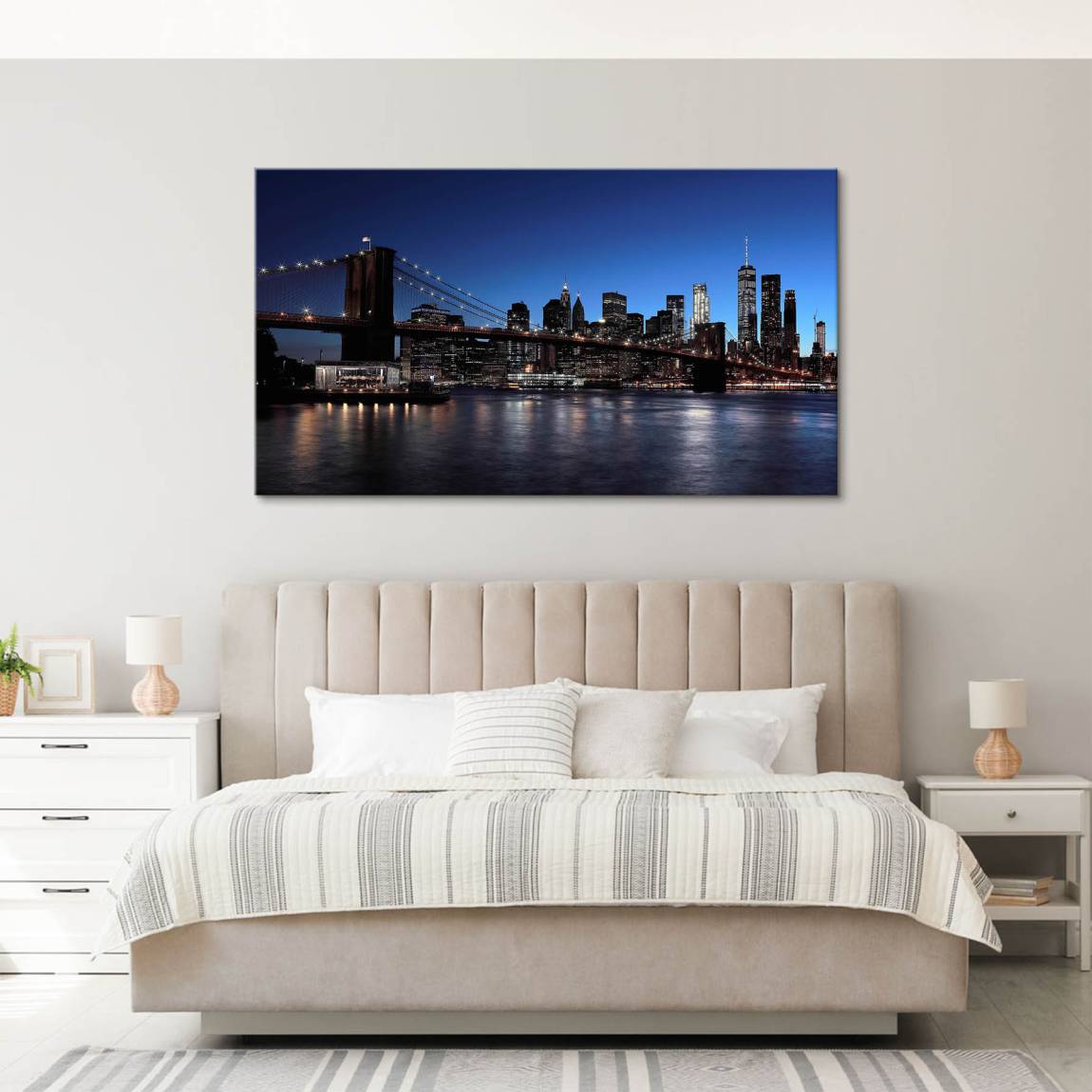 Manhatten bei Nacht Leinwand Bild