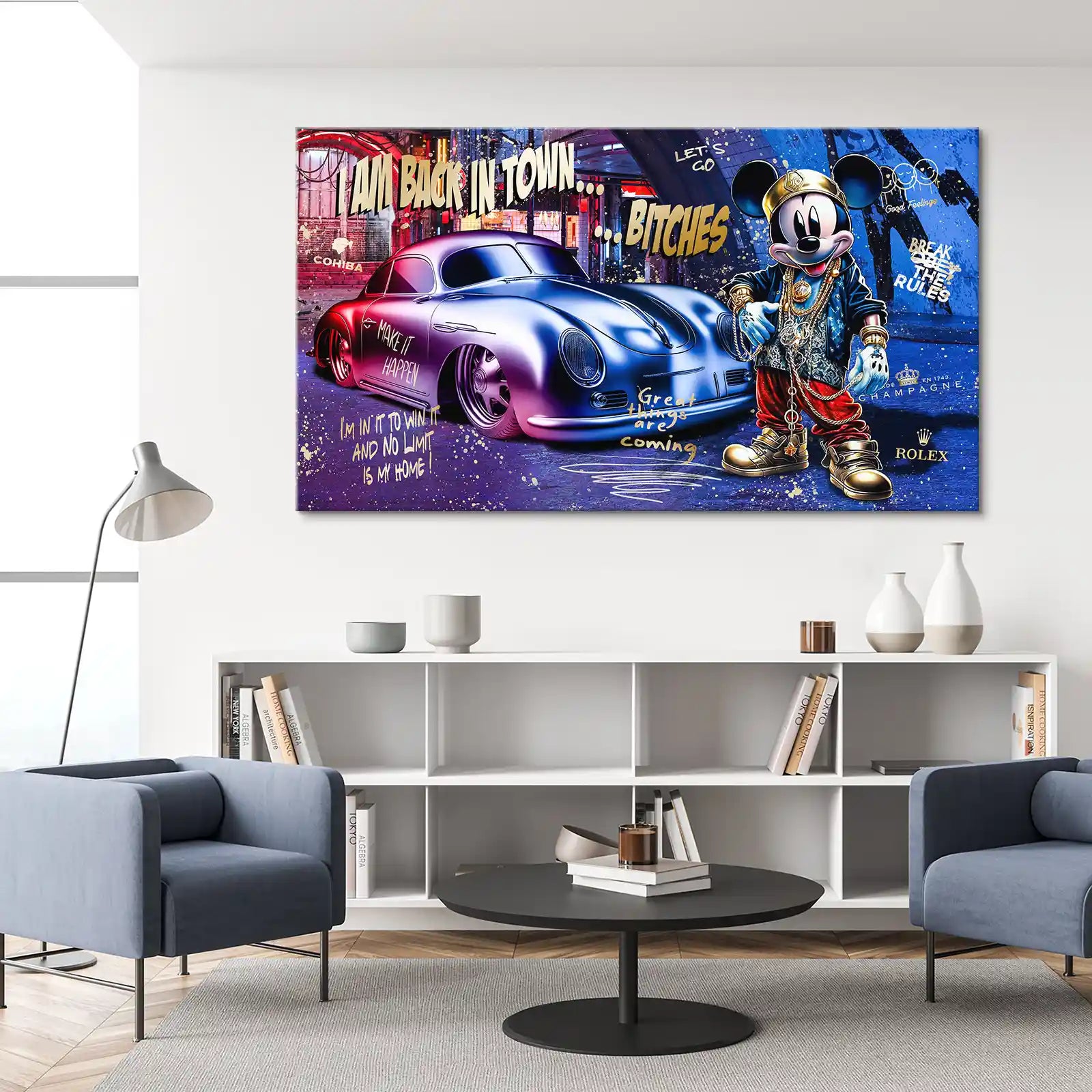 Micky Porsche 356 Pop Art Style Leinwand Bild INGALERIE